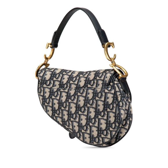 Pre Loved dior Mini Saddle Bag Iconic Flap Women Blue Satchel - Picture 2 of 8